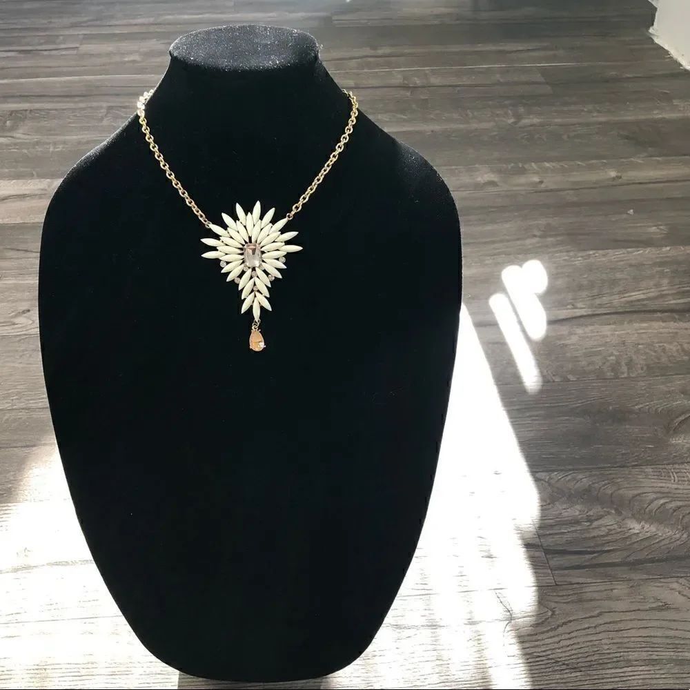 2/$20 Ivory white clear rhinestone gold chain
